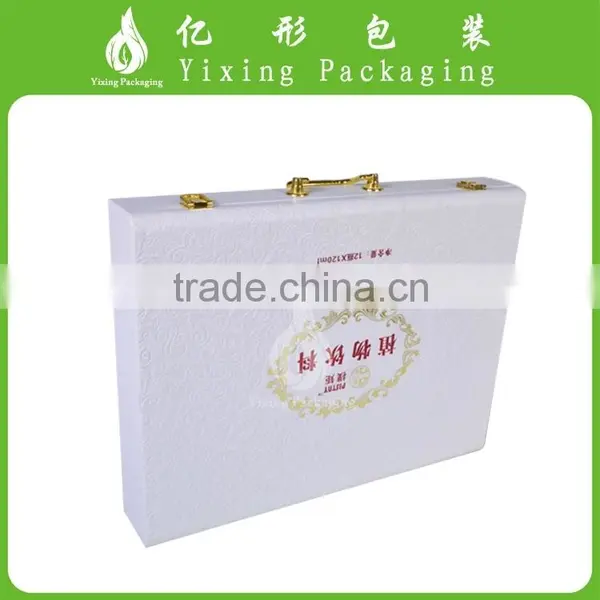 YIXING Luxury White PU Leather Packaging Box With Metal Handle photo-3