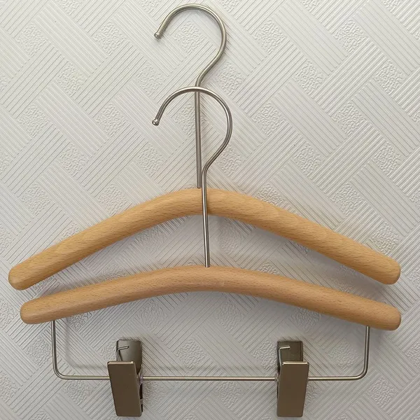 Korean Beech Customized Cloth Hangers Wood Coat Pants Rack Luxury Clothes Hanger With Anti-slip Clip photo-5