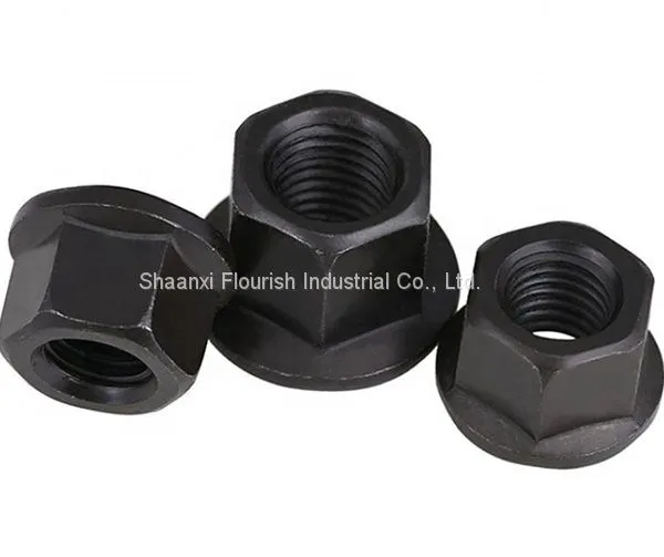 Grade 8 Black Plating M6 - M48 Hex Flange Nuts , Hex Collar Nut DIN 6331 Standard photo-2