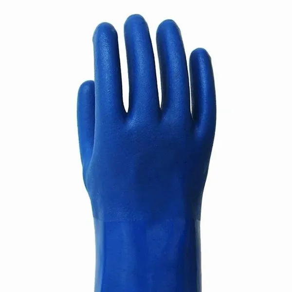 Chemical Resistant Long Cuff Anti Slip Sandy PVC Coated Gloves photo-4