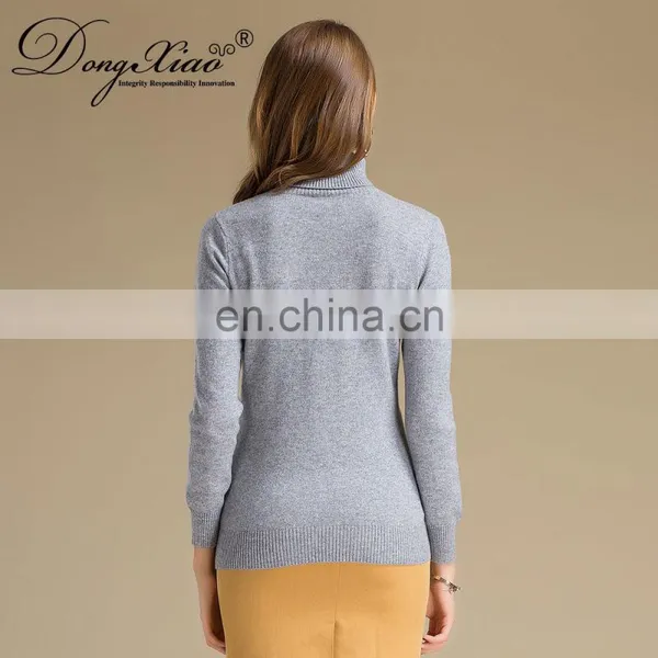 China Wholesale Plain Knitted Cashmere Turtleneck Sweater for Women photo-3