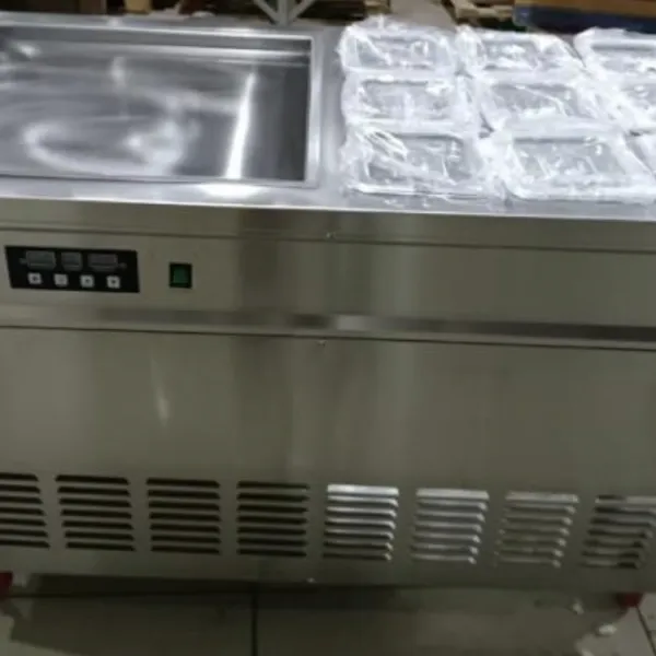 Commercial Fried Ice Cream Roll Machine With Single Square Pan and Double Pan Nine Barrels photo-3