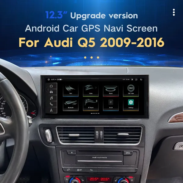 12.3 Inch IPS Carplay 8 Core Android 13 Multifunction Car Stereo Android Interface for Audi Q5 2009-2016 Low Level 4+64GB