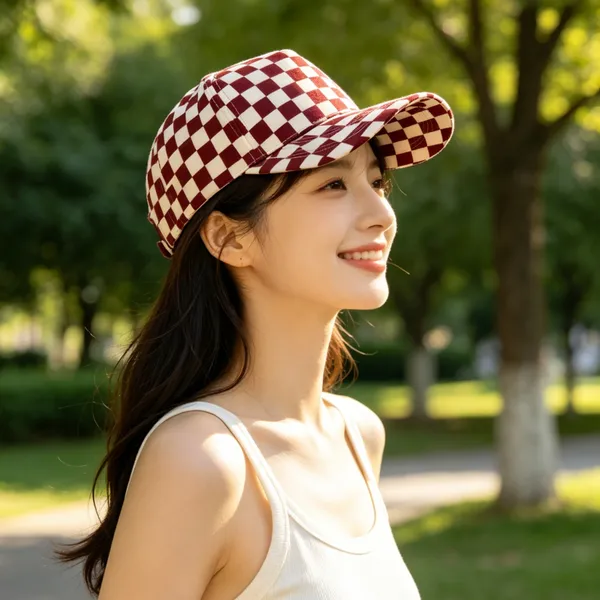 Retro Checkerboard Print Baseball Cap Adjustable Plastic Snapback Hat Y2K Streetwear Blank Checkered Dad Hat Custom Logo Wholesale