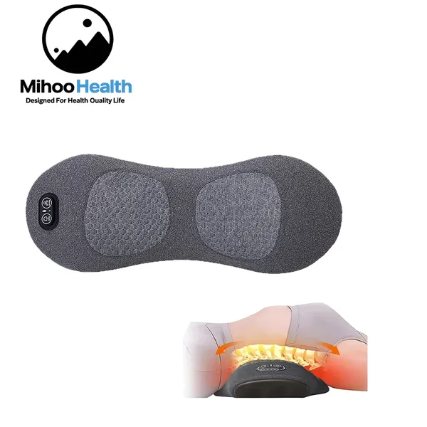 Ergonomic Back Waist Support Pillow With Electric Vibration Massage and Soothing Heat MH-BY059