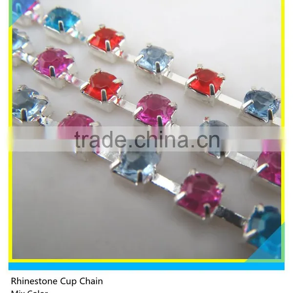 Sew on Crystal Cup Chain Sapphire Pointback Rhinestone Chain Roll 10 Yards photo-4
