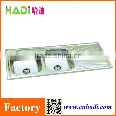 1.2m Double Bowl Stainless Steel Kitchen Sinks With Drainborad HD12050B