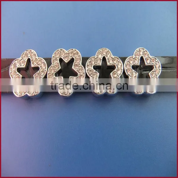 10mm Full Rhinestones Plum 10mm Diamond Slide Plum Flower Charm Metal Jewelry Crafts Wholesale photo-2