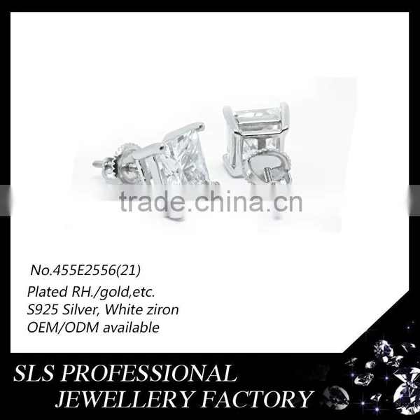 New Designs Earring Big Single Stone Jewelry Wedding Jewelry Earring for Unisex Gents 925 Silver Earring Charm photo-2