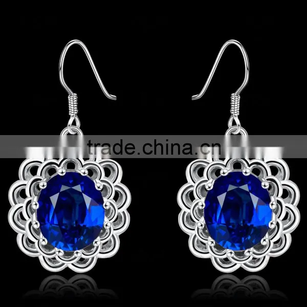 Ruby Stone Wavy Round Line Earring Bule Gemstone Jewelry Earring photo-6
