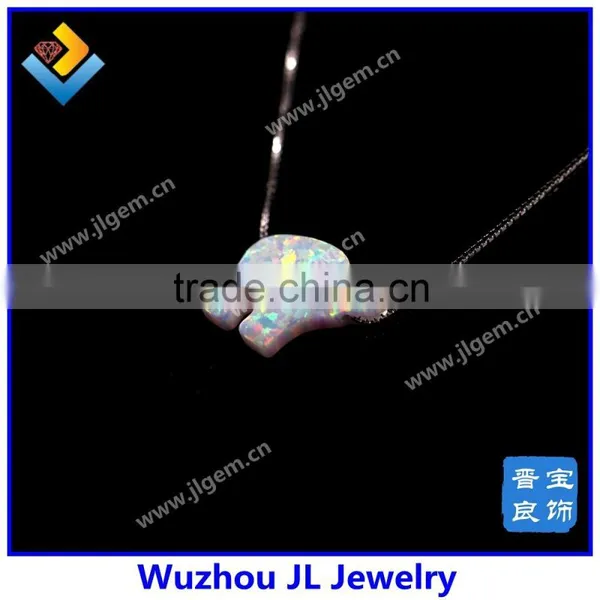 Synthetic White Elephant Opal Gemstone S925 Silver Box Chain Necklace Jewelry photo-4