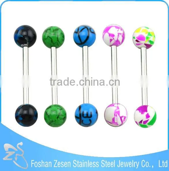 316L Barbell UV Glitter Bioplast Tongue Rings Body Piercing photo-2