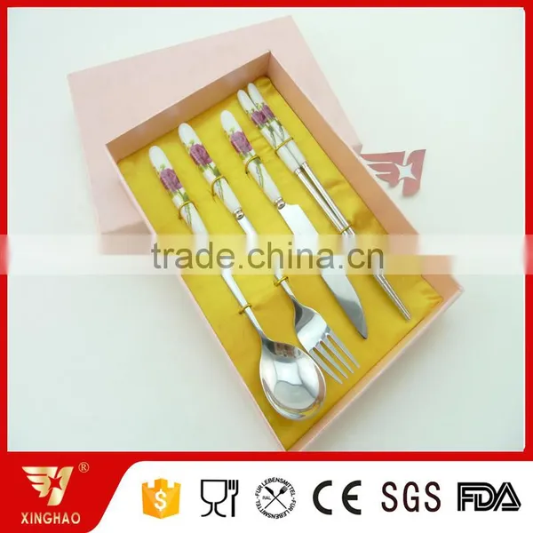 4 Pcs Dinnerware Set With Classic Chinese Flower Pattern Pocelain Handle photo-4