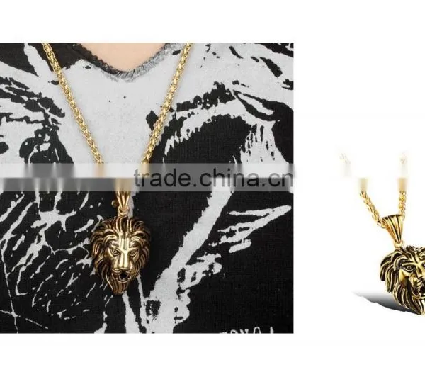 Hot Product Trends Gold Necklace Designs 2016 316L Stainless Steel Lion Necklace for Cool Men Quality Choice photo-5