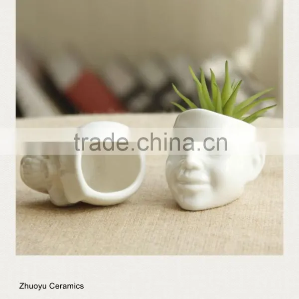 White Ceramic Skull Plant Pot photo-3