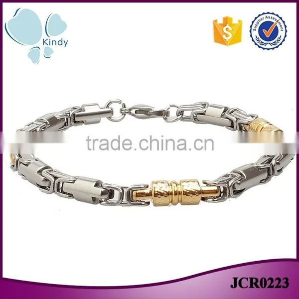 Factory Wholesale Silver and Gold Joint 316l Stainless Steel Bracelet Men Supplier's Choice