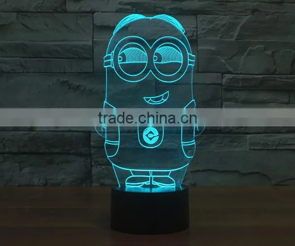 Home Decoration LED Night Light Lamp 3D Illusion for Children Baby Bedroom,Despicable Me Minions Shape Christmas Gift photo-3