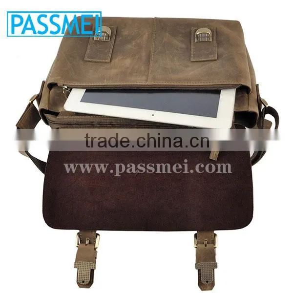 Men Genuine Leather Cowhide Vintage Crossbody Messenger Shoulder Bag photo-3