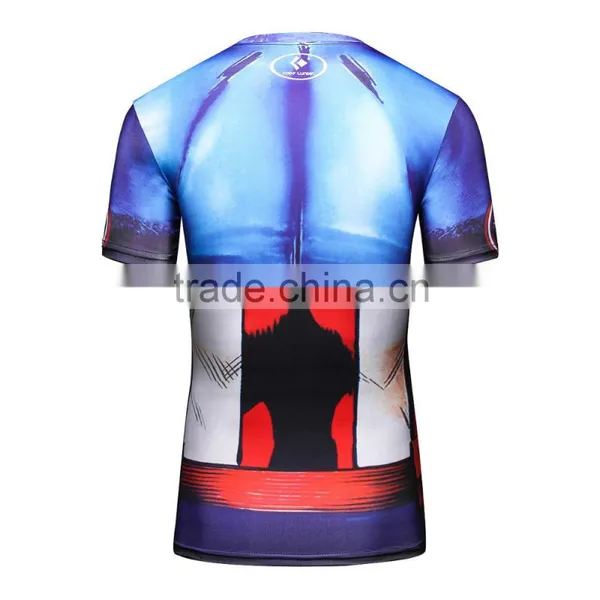 New Desigh Captain America Compression Sublimated t Shirt Men 3d Quick Dry Fitness Clothing Running Tights Shirt photo-3