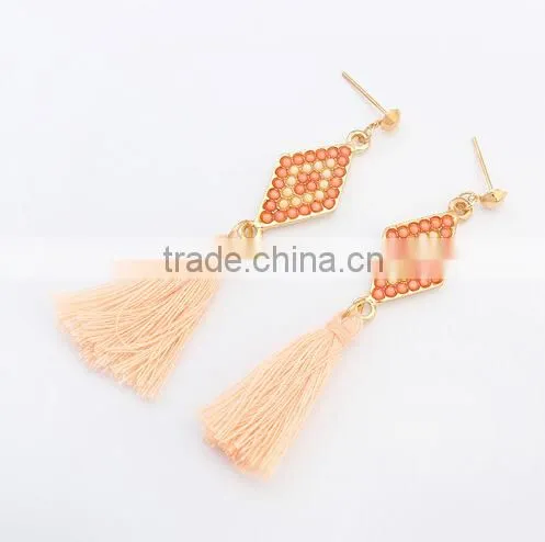 Popular Fashion Women Gold Earrings Designs Bead Earring Tassel Earrings photo-2