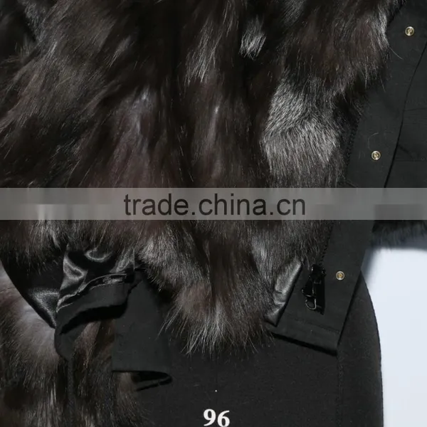 Wholesale Price Hot Selling Popular Parka Jacket With Real Silver Fox Fur Hood Trim photo-6
