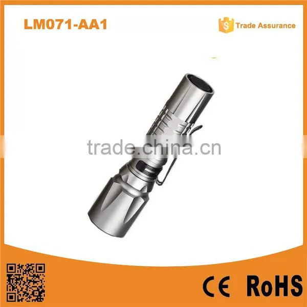 LM071AA1 2015 New Aluminum Tactical Falshlight With Pen Clip Dry Battery Surported Mini LED Pocket Flashlight