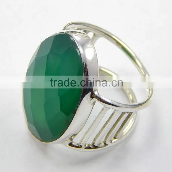 Natural Green Onyx Ring 92.5 Sterling Silver Jewellery photo-2