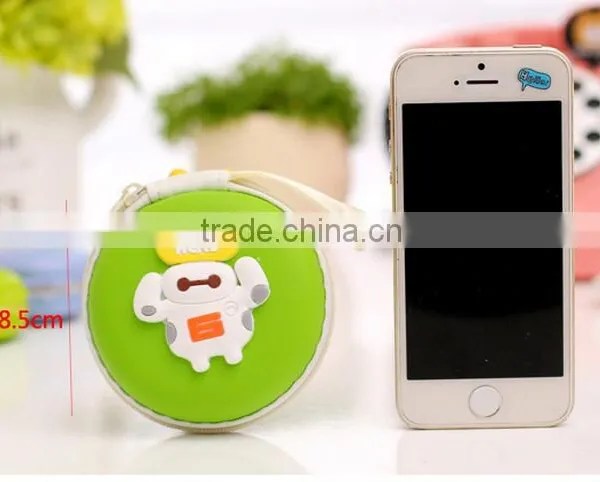 Wholesale Zipper 3D Custom Cartoon Big Hero Animal Printing Wallet Pouch Cute Rubber Silicone Emoji Round Shape Euro Coin Purse photo-3