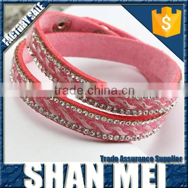 Double Layer Pink Korean Velvet Bracelets for Women
