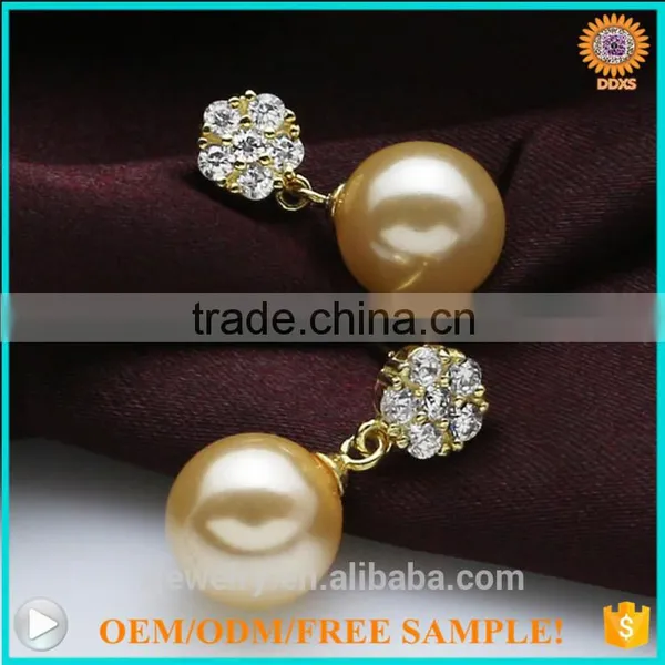 2016 Fashion Silver Gold South Sea Shell Pearl Daily Wear Earrings photo-2