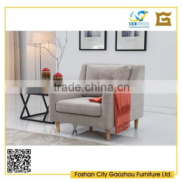 Modern Comfortable Living Room Sofa Set Nordic Style Wooden Legs Fabric Sofa With Button Tufted Back Cushions photo-4