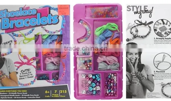 Children's Shoelace Beaded Bracelet or Bangle DIY Jewerly Set