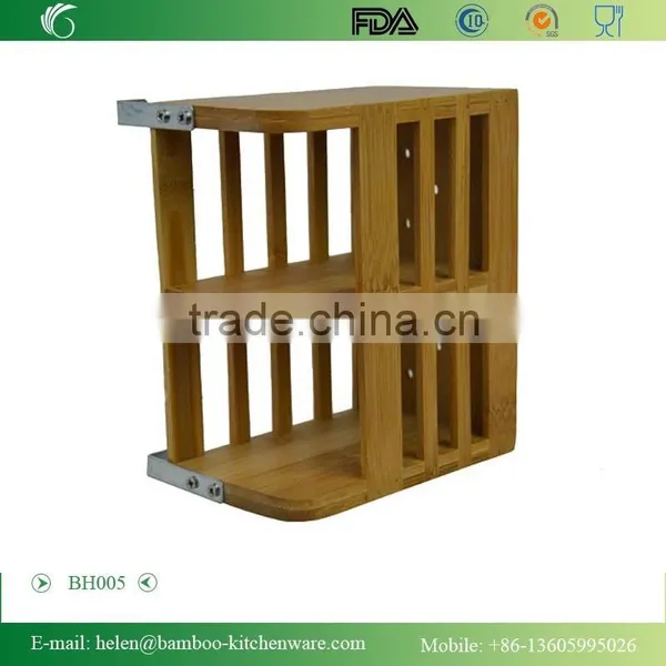 BH005/Natural Bamboo Flatware Holder Cutlery Basket Utensil Drying Rack Cutlery Rack for Kitchen Dinnerware Draining Rack photo-3