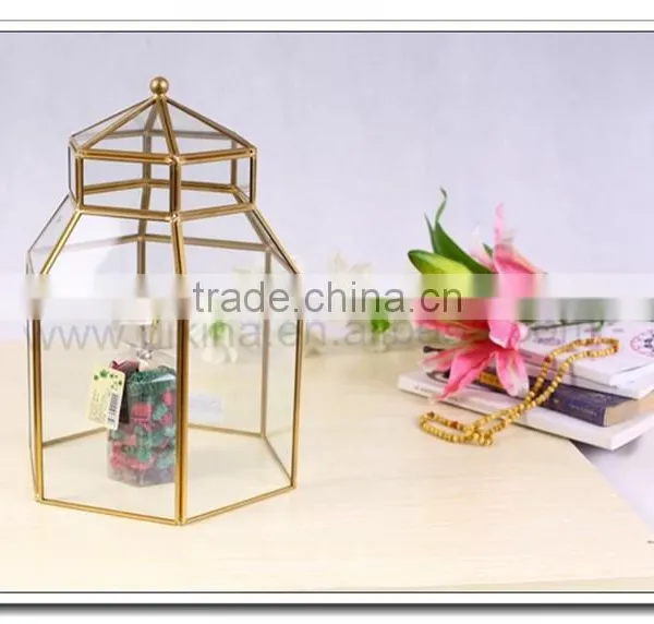 Elegant Vintage Brass Glass PYRAMID Triangle BOX CURIO DISPLAY CASE Box Terrarium Catus| Brass Glass Crystal Wedding Table Vases photo-3