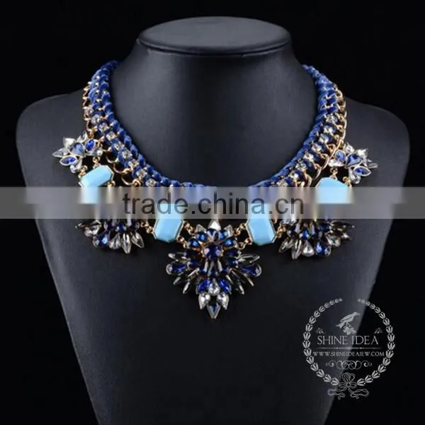 High Quality Vintage Colorful Acrylic Resin Chunky Statement Necklace Tin Alloy Fashion Women Pendant Necklace 6390070 photo-2