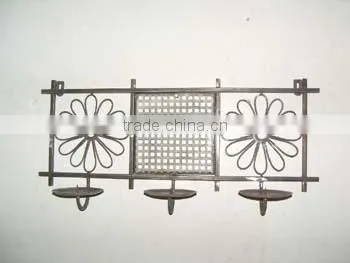Metal Wall Sconce Hanging 3 Votive Candle Holders Wrought Iron Wall Candle Holder