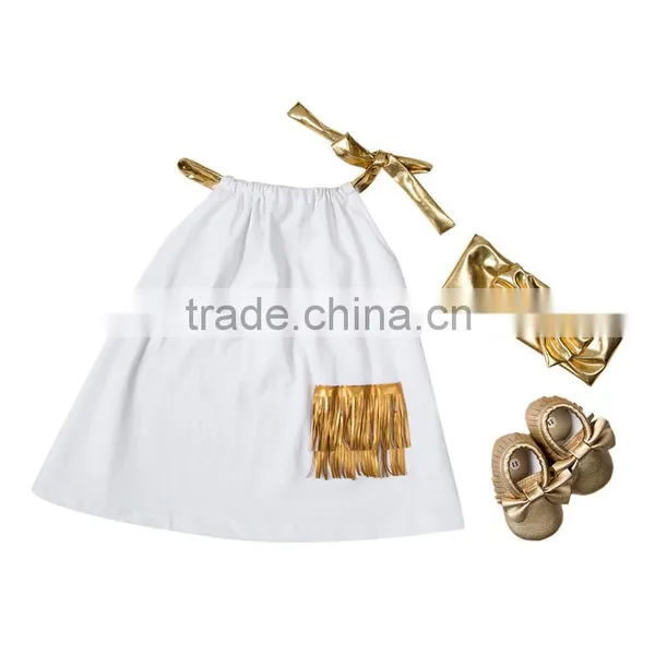 Pillowcase Dress Set.Including Top , Headband And Shoes.Tassel Element photo-4