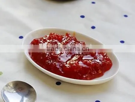 Red color canned tomato paste