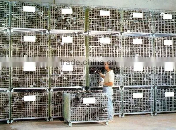 Wire Mesh Cage With Foot Brakes Warehouse Storage Container With Wheels photo-6