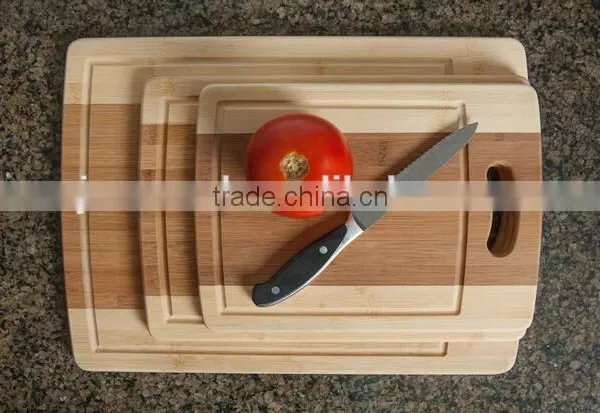 3-Piece Bamboo Cutting Board Set With Juice Groove and Handle photo-2