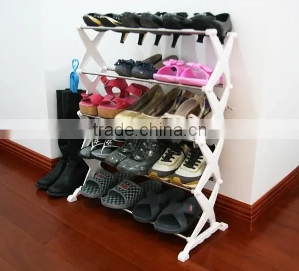 4 Tier Stackable Shoe Rack Shelf Stand Tower Storage Organizers photo-2