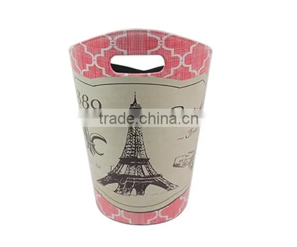 Eiffel Tower Printed Faux Leather Trash Can photo-3