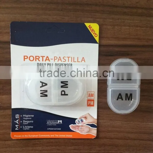 One Day Pill Box Pill Organizer Mini Oval AM/PM photo-2