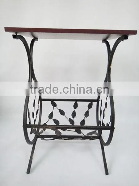 New Metal Leaf Design Magazine Table Tempered Wooden Top Coffee Table photo-2
