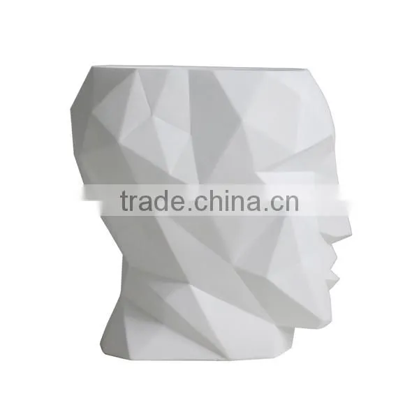White Man Face Geometry Concrete Planter Pot photo-4