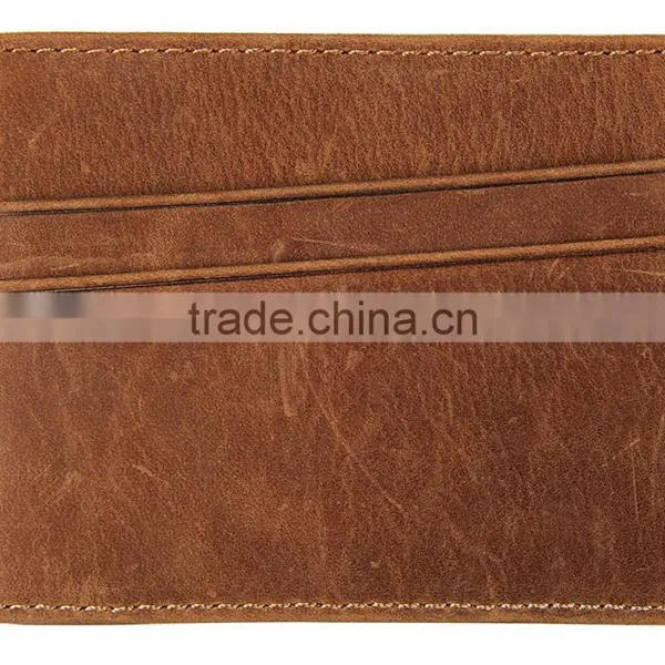 Handmade Men's RFID Blocking Crazy Horse Leather Slim Front Pocket Wallet Card Holder photo-2