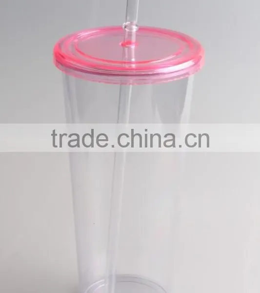 Single Wall Clear Transparent 16oz Plastic Tumbler With Straw And Lids photo-4