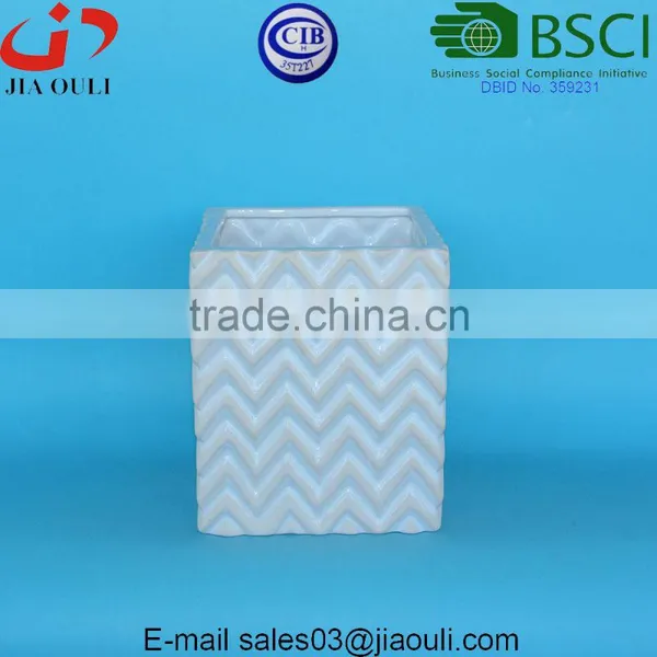 New Design Whitewash and Glazed Ceramic Planters Square Flower Pots photo-2