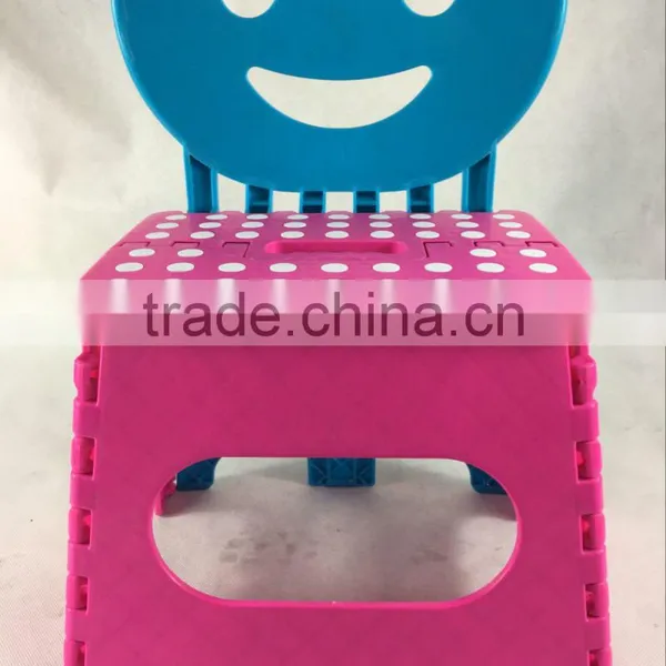 Factory Price Colorful Smile Face Kids Plastic Folding Chair photo-3