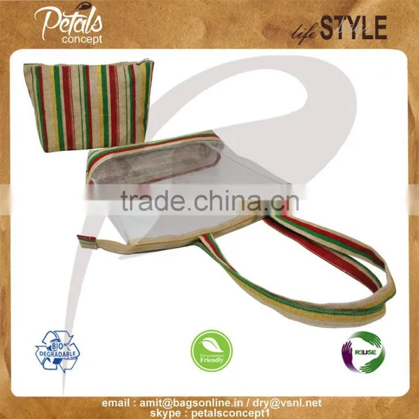 See Through PVC / PP Laminated Jute Bag With Pouch photo-6